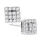 10kt White Gold Women's Round Diamond Square Cluster Earrings 1-3 Cttw - FREE Shipping (US/CAN)-Gold & Diamond Earrings-JadeMoghul Inc.