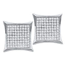 10kt White Gold Women's Round Diamond Square Cluster Earrings 1-4 Cttw - FREE Shipping (USA/CAN)-Gold & Diamond Earrings-JadeMoghul Inc.