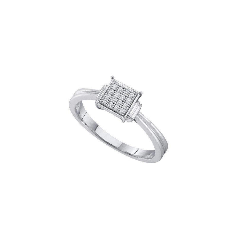 10kt White Gold Women's Round Diamond Square Cluster Ring 1-20 Cttw - FREE Shipping (USA/CAN)-Gold & Diamond Cluster Rings-JadeMoghul Inc.