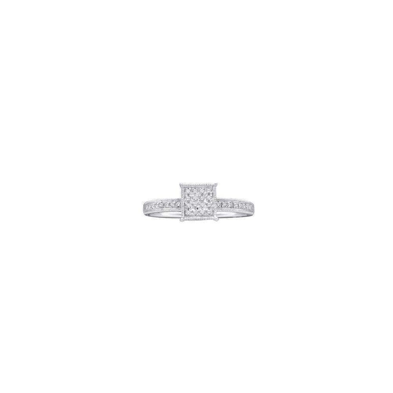 10kt White Gold Women's Round Diamond Square Cluster Ring 1/10 Cttw - FREE Shipping (US/CAN)-Gold & Diamond Cluster Rings-6-JadeMoghul Inc.