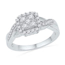 10kt White Gold Women's Round Diamond Square Cluster Ring 1/3 Cttw - FREE Shipping (US/CAN)-Gold & Diamond Cluster Rings-6-JadeMoghul Inc.