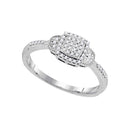 10kt White Gold Women's Round Diamond Square Cluster Ring 1/5 Cttw - FREE Shipping (US/CAN)-Gold & Diamond Cluster Rings-5-JadeMoghul Inc.