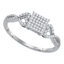 10kt White Gold Women's Round Diamond Square Cluster Ring 1/5 Cttw - FREE Shipping (US/CAN)-Gold & Diamond Cluster Rings-5-JadeMoghul Inc.