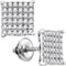 10kt White Gold Women's Round Diamond Square Cluster Screwback Earrings 1-2 Cttw - FREE Shipping (USA/CAN)-Gold & Diamond Earrings-JadeMoghul Inc.