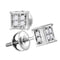 10kt White Gold Women's Round Diamond Square Cluster Screwback Earrings 1-4 Cttw - FREE Shipping (USA/CAN)-Gold & Diamond Earrings-JadeMoghul Inc.