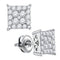 10kt White Gold Women's Round Diamond Square Cluster Stud Earrings 1.00 Cttw - FREE Shipping (USA/CAN)-Gold & Diamond Earrings-JadeMoghul Inc.