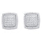 10kt White Gold Women's Round Diamond Square Frame Cluster Earrings 1-4 Cttw - FREE Shipping (USA/CAN)-Gold & Diamond Earrings-JadeMoghul Inc.