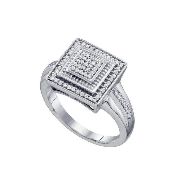 10kt White Gold Women's Round Diamond Square Frame Cluster Ring 1-5 Cttw - FREE Shipping (USA/CAN)-Gold & Diamond Cluster Rings-JadeMoghul Inc.