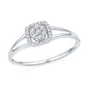 10kt White Gold Women's Round Diamond Square Frame Cluster Ring 1/10 Cttw - FREE Shipping (US/CAN)-Gold & Diamond Cluster Rings-5-JadeMoghul Inc.