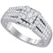 10kt White Gold Women's Round Diamond Square Frame Cluster Ring 3-4 Cttw - FREE Shipping (USA/CAN)-Gold & Diamond Cluster Rings-JadeMoghul Inc.