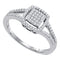 10kt White Gold Women's Round Diamond Square Frame Cluster Split-shank Ring 1-4 Cttw - FREE Shipping (USA/CAN)-Gold & Diamond Cluster Rings-JadeMoghul Inc.