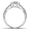 10kt White Gold Women's Round Diamond Square Frame Cluster Tapered Shank Ring 1/10 Cttw - FREE Shipping (US/CAN)-Rings And Bands-5-JadeMoghul Inc.