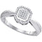 10kt White Gold Women's Round Diamond Square Frame Cluster Tapered Shank Ring 1/10 Cttw - FREE Shipping (US/CAN)-Rings And Bands-5-JadeMoghul Inc.