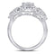 10kt White Gold Women's Round Diamond Square Halo Cluster Ring 1-1/4 Cttw - FREE Shipping (US/CAN)-Gold & Diamond Cluster Rings-6.5-JadeMoghul Inc.