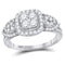 10kt White Gold Women's Round Diamond Square Halo Cluster Ring 1-1/4 Cttw - FREE Shipping (US/CAN)-Gold & Diamond Cluster Rings-6.5-JadeMoghul Inc.