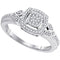 10kt White Gold Women's Round Diamond Square Halo Cluster Ring 1/5 Cttw - FREE Shipping (US/CAN)-Gold & Diamond Cluster Rings-5.5-JadeMoghul Inc.