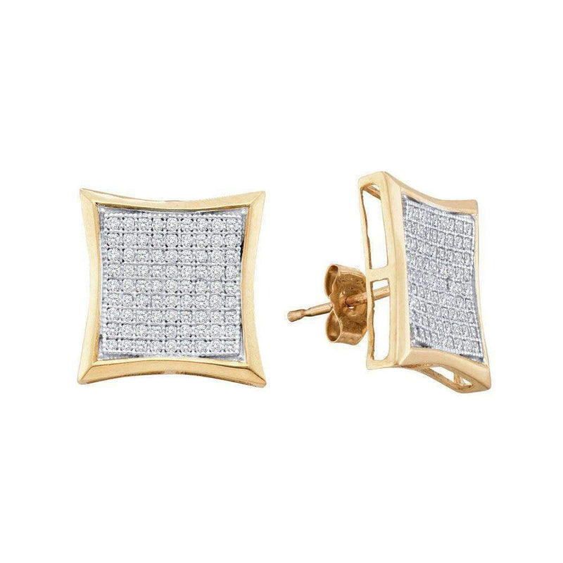 10kt White Gold Women's Round Diamond Square Kite Cluster Earrings 1-2 Cttw - FREE Shipping (USA/CAN)-Gold & Diamond Earrings-JadeMoghul Inc.