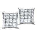 10kt White Gold Women's Round Diamond Square Kite Cluster Stud Earrings 1-20 Cttw - FREE Shipping (USA/CAN)-Gold & Diamond Earrings-JadeMoghul Inc.