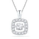 10kt White Gold Women's Round Diamond Square Moving Twinkle Pendant 1-4 Cttw - FREE Shipping (US/CAN)-Gold & Diamond Pendants & Necklaces-JadeMoghul Inc.