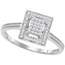 10kt White Gold Women's Round Diamond Square Yellow-tone Cluster Ring 1/10 Cttw - FREE Shipping (US/CAN)-Gold & Diamond Cluster Rings-5-JadeMoghul Inc.