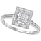 10kt White Gold Women's Round Diamond Square Yellow-tone Cluster Ring 1/10 Cttw - FREE Shipping (US/CAN)-Gold & Diamond Cluster Rings-5-JadeMoghul Inc.