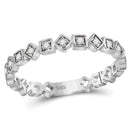 10kt White Gold Womens Round Diamond Squares Stackable Band Ring 1-10 Cttw-Gold & Diamond Rings-JadeMoghul Inc.