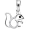 10kt White Gold Women's Round Diamond Squirrel Critter Pendant 1-20 Cttw - FREE Shipping (US/CAN)-Gold & Diamond Pendants & Necklaces-JadeMoghul Inc.