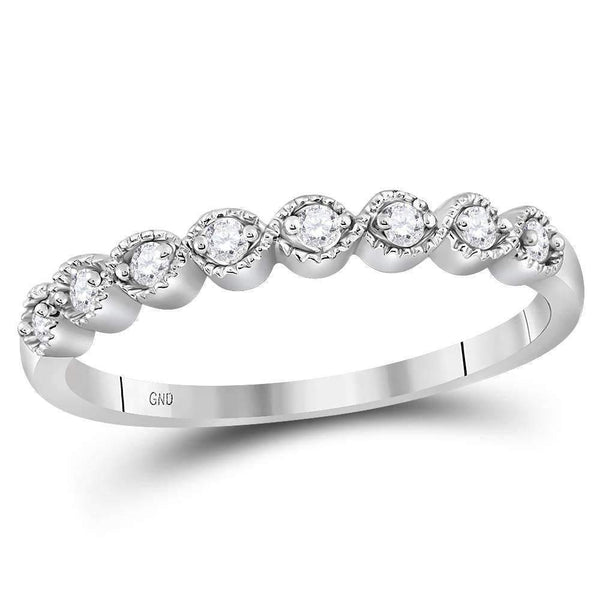 10kt White Gold Women's Round Diamond Stackable Band Ring 1-10 Cttw - FREE Shipping (US/CAN)-Gold & Diamond Rings-JadeMoghul Inc.