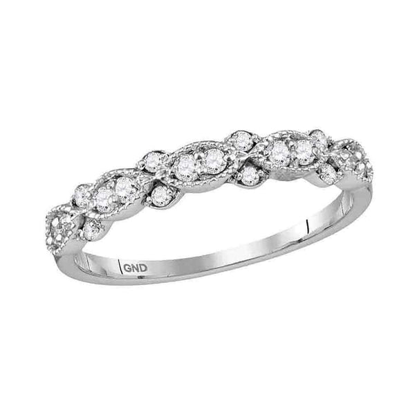 10kt White Gold Women's Round Diamond Stackable Band Ring 1-4 Cttw - FREE Shipping (US/CAN)-Gold & Diamond Rings-JadeMoghul Inc.