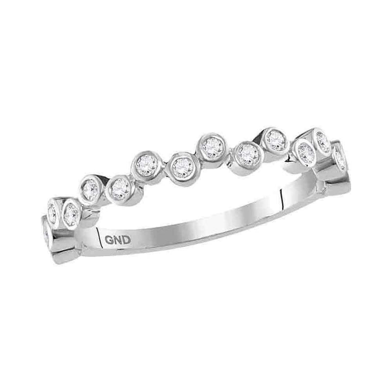 10kt White Gold Women's Round Diamond Stackable Band Ring 1-4 Cttw - FREE Shipping (US/CAN)-Rings And Bands-JadeMoghul Inc.