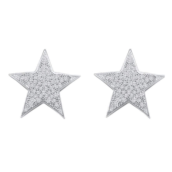 10kt White Gold Women's Round Diamond Star Cluster Stud Earrings 1-4 Cttw - FREE Shipping (US/CAN)-Gold & Diamond Earrings-JadeMoghul Inc.