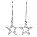 10kt White Gold Women's Round Diamond Star Dangle Earrings 1-8 Cttw - FREE Shipping (US/CAN)-Gold & Diamond Earrings-JadeMoghul Inc.