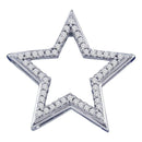 10kt White Gold Women's Round Diamond Star Frame Outline Pendant 1-6 Cttw - FREE Shipping (US/CAN)-Gold & Diamond Pendants & Necklaces-JadeMoghul Inc.