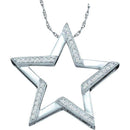 10kt White Gold Women's Round Diamond Star Outline Pendant 1-10 Cttw - FREE Shipping (US/CAN)-Gold & Diamond Pendants & Necklaces-JadeMoghul Inc.