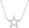 10kt White Gold Women's Round Diamond Star Outline Pendant Necklace with 18" Chain 1-8 Cttw - FREE Shipping (US/CAN)-Gold & Diamond Pendants & Necklaces-JadeMoghul Inc.