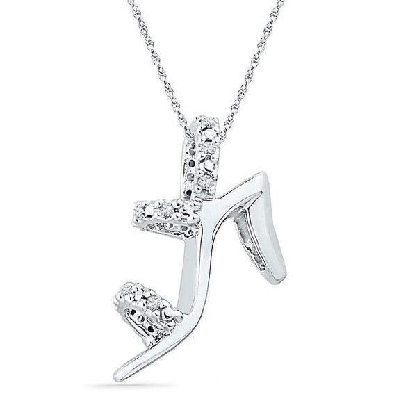 10kt White Gold Women's Round Diamond Stiletto Shoe Pendant 1-20 Cttw - FREE Shipping (US/CAN)-Pendants And Necklaces-JadeMoghul Inc.