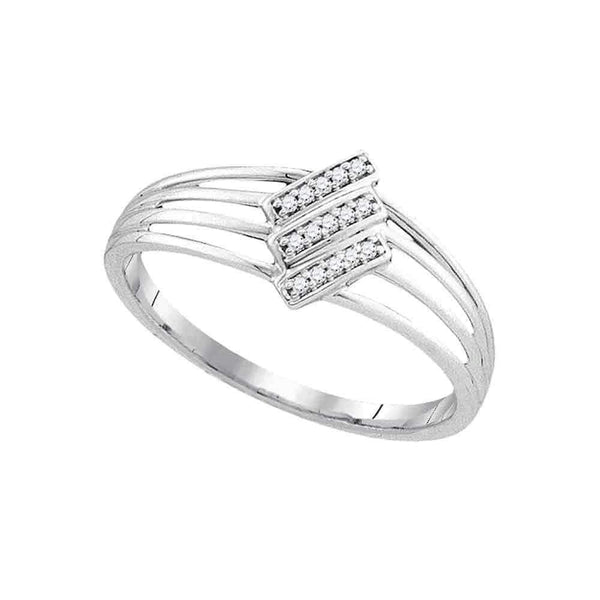 10kt White Gold Women's Round Diamond Stripe Band Ring 1/20 Cttw - FREE Shipping (US/CAN)-Gold & Diamond Fashion Rings-6-JadeMoghul Inc.