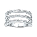 10kt White Gold Women's Round Diamond Striped Band Ring 1/4 Cttw - FREE Shipping (US/CAN)-Gold & Diamond Bands-5.5-JadeMoghul Inc.