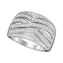 10kt White Gold Women's Round Diamond Striped Fashion Band Ring 1/2 Cttw - FREE Shipping (US/CAN)-Gold & Diamond Bands-5-JadeMoghul Inc.