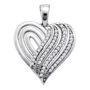 10kt White Gold Women's Round Diamond Striped Heart Love Pendant 1-6 Cttw - FREE Shipping (US/CAN)-Gold & Diamond Pendants & Necklaces-JadeMoghul Inc.