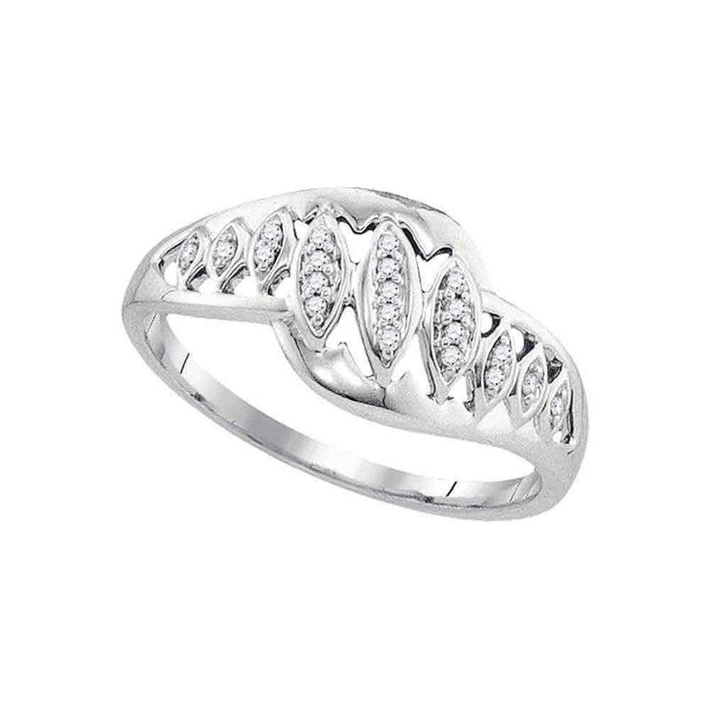 10kt White Gold Women's Round Diamond Striped Openwork Band Ring 1/20 Cttw - FREE Shipping (US/CAN)-Rings And Bands-5-JadeMoghul Inc.