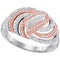 10kt White Gold Women's Round Diamond Striped Rose-tone Fashion Ring 1/4 Cttw - FREE Shipping (US/CAN)-Gold & Diamond Fashion Rings-5-JadeMoghul Inc.