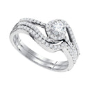 10kt White Gold Women's Round Diamond Swirl Bridal Wedding Engagement Ring Band Set 1/2 Cttw - FREE Shipping (US/CAN)-Gold & Diamond Wedding Ring Sets-8-JadeMoghul Inc.