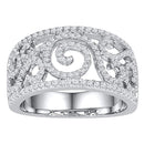 10kt White Gold Women's Round Diamond Swirl Filigree Band Ring 5/8 Cttw - FREE Shipping (US/CAN)-Gold & Diamond Bands-6.5-JadeMoghul Inc.