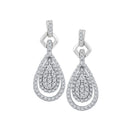 10kt White Gold Women's Round Diamond Teardrop Cluster Dangle Earrings 1-2 Cttw - FREE Shipping (USA/CAN)-Gold & Diamond Earrings-JadeMoghul Inc.