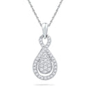 10kt White Gold Womens Round Diamond Teardrop Cluster Pendant 1-3 Cttw-Gold & Diamond Pendants & Necklaces-JadeMoghul Inc.