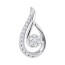 10kt White Gold Women's Round Diamond Teardrop Cluster Pendant 1-4 Cttw - FREE Shipping (US/CAN)-Gold & Diamond Pendants & Necklaces-JadeMoghul Inc.