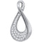 10kt White Gold Women's Round Diamond Teardrop Cluster Pendant 1-8 Cttw - FREE Shipping (US/CAN)-Gold & Diamond Pendants & Necklaces-JadeMoghul Inc.