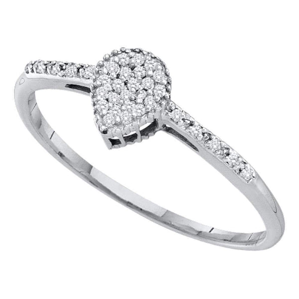 10kt White Gold Women's Round Diamond Teardrop Cluster Slender Ring 1-10 Cttw - FREE Shipping (USA/CAN)-Gold & Diamond Cluster Rings-JadeMoghul Inc.