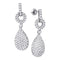 10kt White Gold Women's Round Diamond Teardrop Dangle Earrings 2.00 Cttw - FREE Shipping (USA/CAN)-Gold & Diamond Earrings-JadeMoghul Inc.